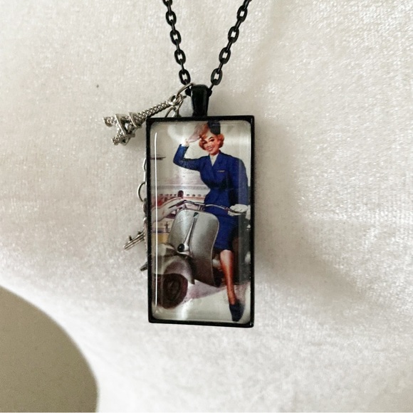 Come Fly With Me Flight Attendant Travel Charm Fashion Necklace - Picture 2 of 8